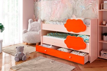 Детская 2-этажная кровать Соник 1.6 с ящиком, Оранжевый в Улан-Удэ