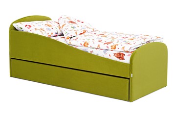 Мягкая кровать с ящиком Letmo оливковый (велюр) в Улан-Удэ
