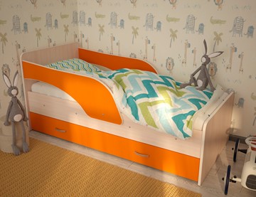 Кровать детская ТМК Максимка, корпус Млечный дуб, фасад Оранжевый в Улан-Удэ