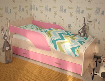 Детская кровать Максимка, корпус Млечный дуб, фасад Розовый в Улан-Удэ - предосмотр