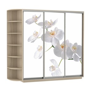 Шкаф Экспресс со стеллажом, 2100х600х2200, Орхидея белая/шимо светлый в Улан-Удэ