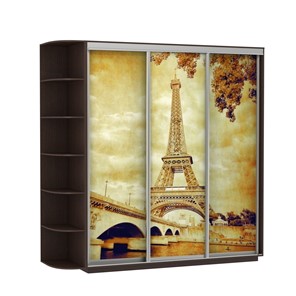 Шкаф 3-дверный Экспресс со стеллажом, 2400х600х2200, Париж/венге в Улан-Удэ