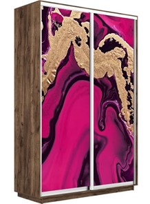 Шкаф 2-дверный Экспресс 1400x600x2400, Абстракция розовая/дуб табачный в Улан-Удэ