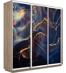 Шкаф 3-дверный Экспресс 1800х450х2400, Абстракция золотая пыль/дуб сонома в Улан-Удэ
