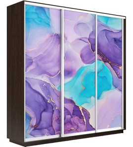 Шкаф 3-х дверный Экспресс 2100х450х2400, Абстракция фиолетовая/венге в Улан-Удэ