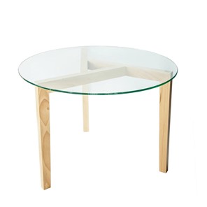 Круглый столик Оникс-7, Натуральный массив/Прозрачное стекло в Улан-Удэ