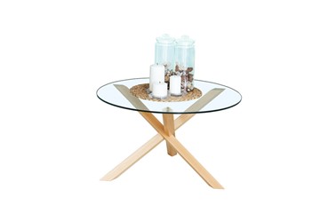 Круглый столик Оникс-3, Натуральный массив/Прозрачное стекло в Улан-Удэ - предосмотр 1