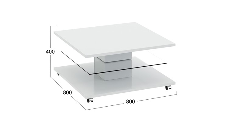 Квадратный столик Diamond тип 1 (Белый глянец) в Улан-Удэ - изображение 1