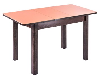 Кухонный стол раздвижной Айсберг-07 СТ1, венге ЛДСП/стекло оранжевое/42 прямые массив венге в Улан-Удэ