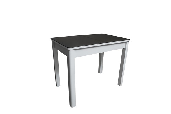 Кухонный стол раскладной Айсберг-2СТ белое/черное/прямые массив в Улан-Удэ - изображение