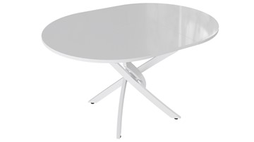 Обеденный раздвижной стол Diamond тип 3 (Белый муар/Белый глянец) в Улан-Удэ - предосмотр 1