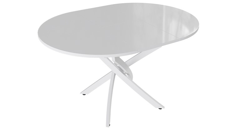 Обеденный раздвижной стол Diamond тип 3 (Белый муар/Белый глянец) в Улан-Удэ - изображение 1