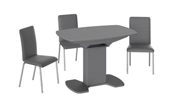 Кухонный раздвижной стол Портофино (СМ(ТД)-105.01.11(1)), цвет Серое/Стекло серое матовое LUX в Улан-Удэ - предосмотр 2