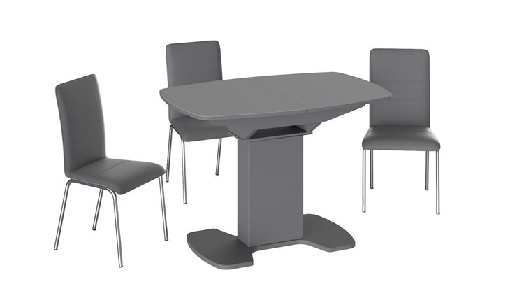 Кухонный раздвижной стол Портофино (СМ(ТД)-105.01.11(1)), цвет Серое/Стекло серое матовое LUX в Улан-Удэ - изображение 2