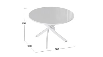 Кухонный стол Diamond тип 2 (Белый муар/Белый глянец) в Улан-Удэ - предосмотр 1