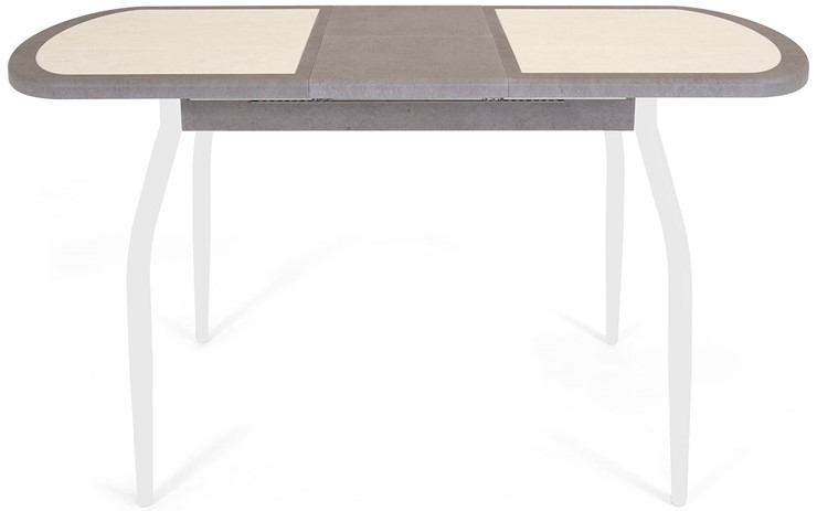 Кухонный стол раздвижной Будапешт-мини ПЛ (ноги белые, плитка бежевая/серый камень) в Улан-Удэ - изображение 3