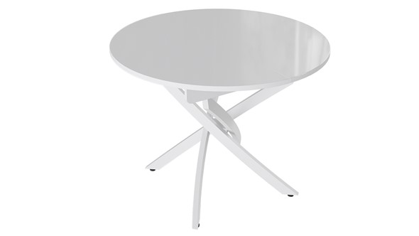 Обеденный раздвижной стол Diamond тип 3 (Белый муар/Белый глянец) в Улан-Удэ - изображение