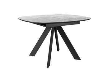 Обеденный раздвижной стол DikLine BK100 Керамика Серый мрамор/подстолье черное/опоры черные в Улан-Удэ