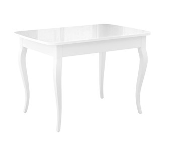 Кухонный раздвижной стол Dikline M110 Белый/стекло белое глянец/ножки MC белые в Улан-Удэ