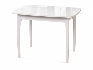 Кухонный раздвижной стол Dikline M40 стекло белое/ножки белые в Улан-Удэ
