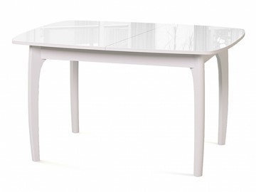 Кухонный стол раскладной Dikline M20 стекло белое/ножки белые в Улан-Удэ