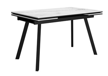 Кухонный раздвижной стол DikLine SKA125 Керамика Белый мрамор/подстолье черное/опоры черные (2 уп.) в Улан-Удэ