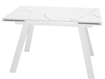 Стол раздвижной DikLine SKM140 Керамика Белый мрамор/подстолье белое/опоры белые (2 уп.) в Улан-Удэ