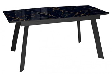 Кухонный раскладной стол Dikline XLS160 мрамор черный глянец/ножки черные в Улан-Удэ