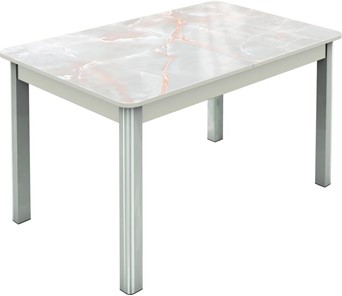Кухонный стол раскладной Гамбург исп.2 ноги метал. крашеные №23, Фотопечать (Мрамор №7) в Улан-Удэ