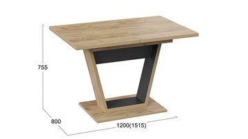 Кухонный стол раздвижной Гавана тип 1 (Дуб крафт золотой/Черный) в Улан-Удэ - предосмотр 5