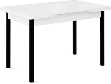 Кухонный раскладной стол Милан-1 EVO, ноги металлические черные, стекло белое/серый в Улан-Удэ