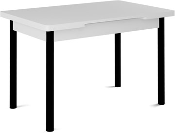 Кухонный стол раскладной Милан-2 EVO, ноги черные, белый цемент в Улан-Удэ