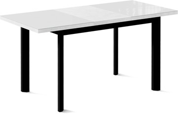 Кухонный раскладной стол Нагано-2G (ноги черные, стекло cristal/белый цемент) в Улан-Удэ - предосмотр 1