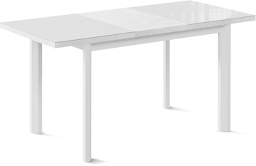 Кухонный стол раскладной Нагано-3G (ноги металлические белые, стекло cristal/белый цемент) в Улан-Удэ - предосмотр 1