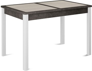 Кухонный стол раскладной Ницца-1 ПЛ (ноги белые, плитка бежевая/серый камень) в Улан-Удэ