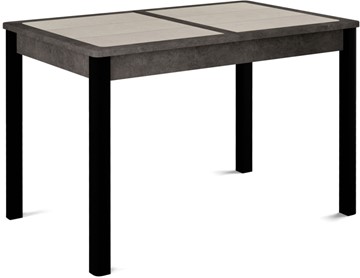 Кухонный раскладной стол Ницца-2 ПЛ (ноги черные, плитка бежевая/серый камень) в Улан-Удэ - предосмотр