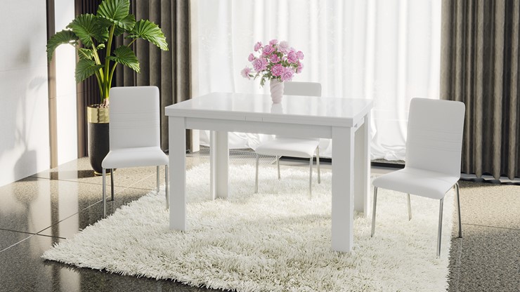 Раздвижной стол Норман тип 1, цвет Белый/Стекло белый глянец в Улан-Удэ - изображение 4