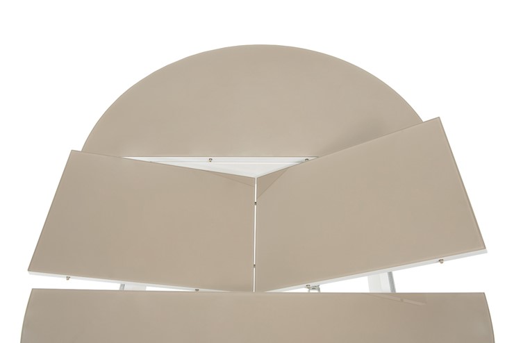 Кухонный стол раскладной Ривьера исп. круг хром №5 (стекло белое/черный) в Улан-Удэ - изображение 4