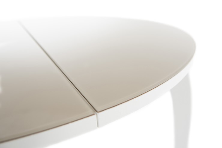 Кухонный стол раскладной Ривьера исп. круг хром №5 (стекло белое/черный) в Улан-Удэ - изображение 6