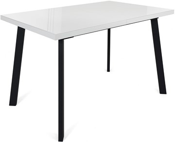 Кухонный стол раздвижной Сальвадор-2G (ноги черные, стекло cristal/белый цемент) в Улан-Удэ - предосмотр