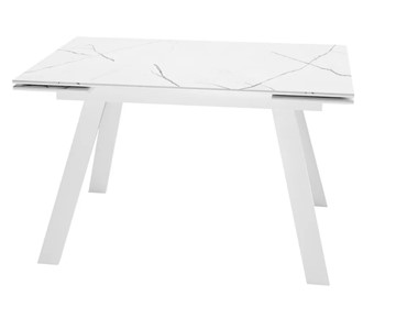 Кухонный стол раздвижной SKL 140, керамика белый мрамор/подстолье белое/ножки белые в Улан-Удэ