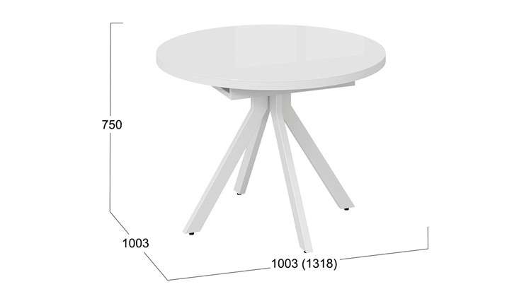 Кухонный стол раздвижной Стокгольм Тип 1 (Белый муар/Стекло глянцевое белое) в Улан-Удэ - изображение 11