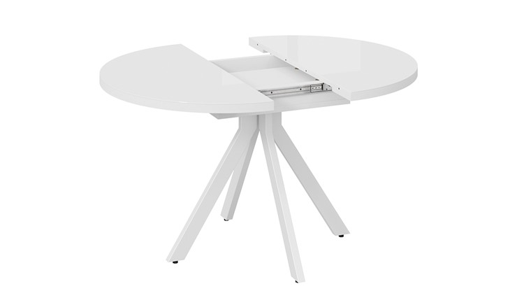 Кухонный стол раздвижной Стокгольм Тип 1 (Белый муар/Стекло глянцевое белое) в Улан-Удэ - изображение 3