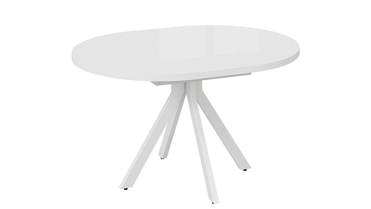 Кухонный стол раздвижной Стокгольм Тип 1 (Белый муар/Стекло глянцевое белое) в Улан-Удэ - изображение 7
