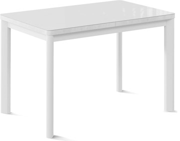 Кухонный раздвижной стол Токио-1G (ноги металлические белые, cтекло cristal/белый цемент) в Улан-Удэ - предосмотр