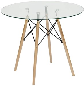 Кухонный обеденный стол CINDY GLASS (mod.80GLASS) металл/стекло, D80х75см, прозрачный арт.13068 в Улан-Удэ - предосмотр