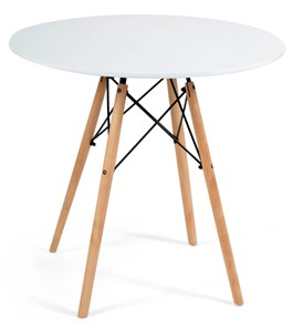 Стол на кухню CINDY NEXT, металл/мдф/бук, D70х75см, белый/натуральный арт.15854 в Улан-Удэ