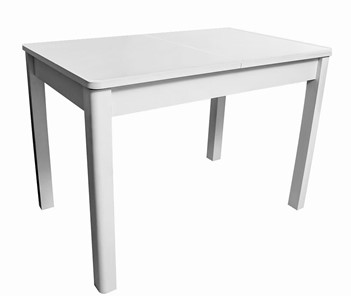 Кухонный стол раздвижной Айсберг мини СТ1, белое ЛДСП/стекло белое/прямые массив белый в Улан-Удэ