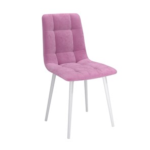 Обеденный стул Белла, велюр тенерифе розовый/Цвет металл белый в Улан-Удэ