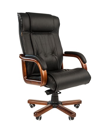 Офисное кресло CHAIRMAN 653 кожа черная в Улан-Удэ - изображение